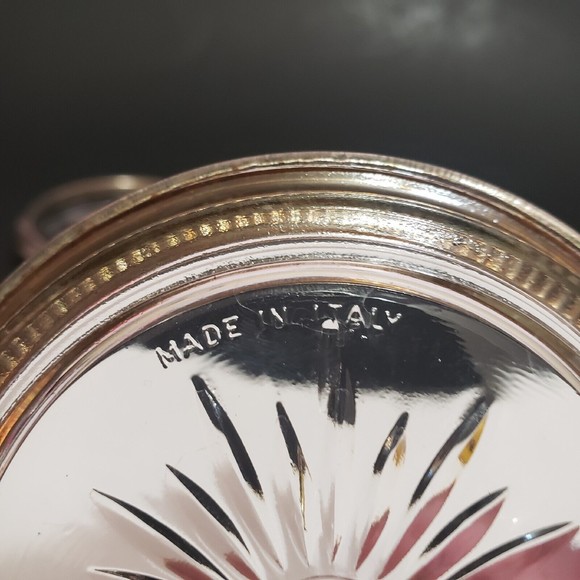 Leonard Silver plate Starburst Cut Crystal Coasters Lot of 2 ITALY - Picture 10 of 10